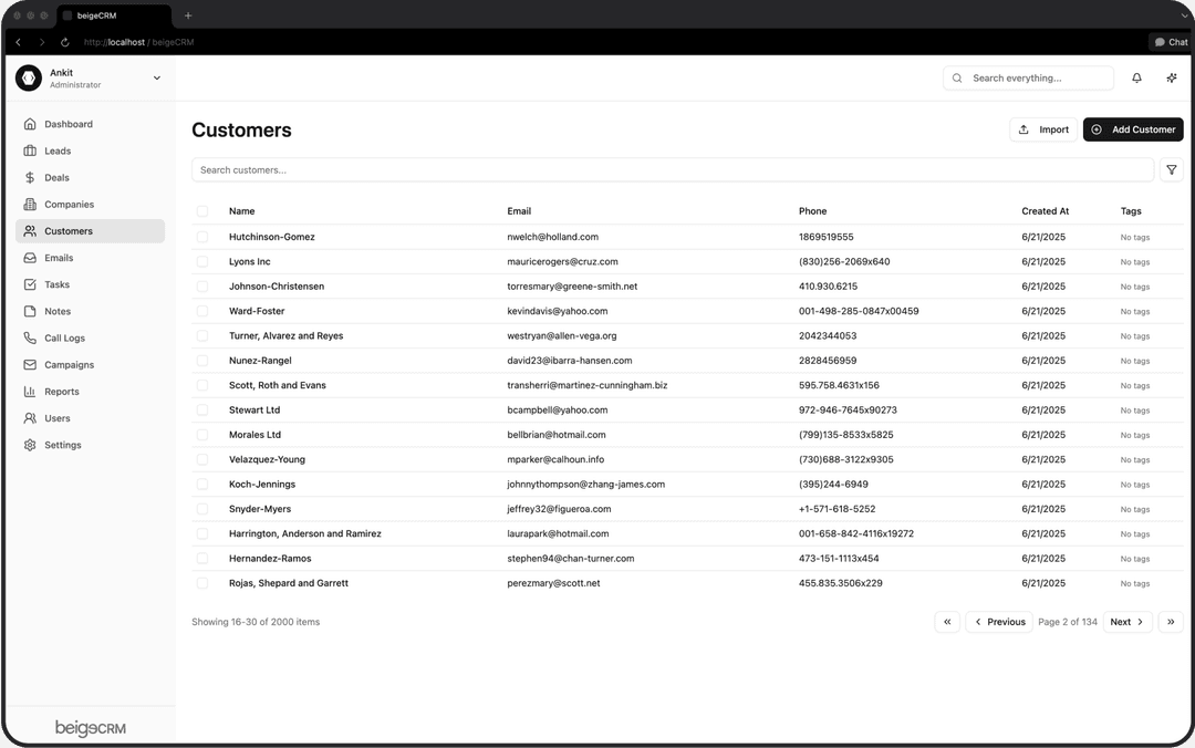 BeigeCRM Dashboard View 4