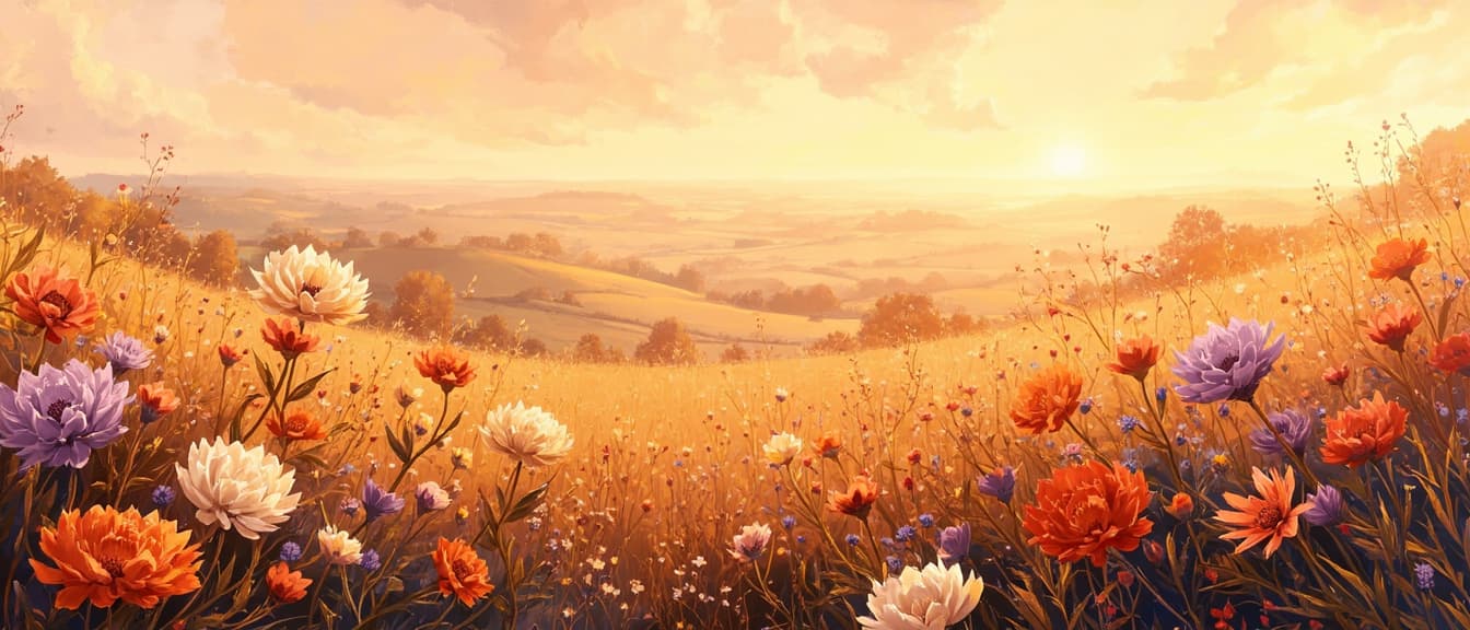 Painterly garden of terracotta wildflowers