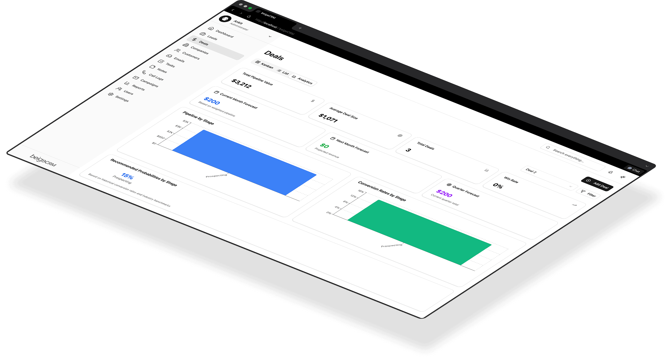 BeigeCRM Dashboard - Mobile and Desktop Interface