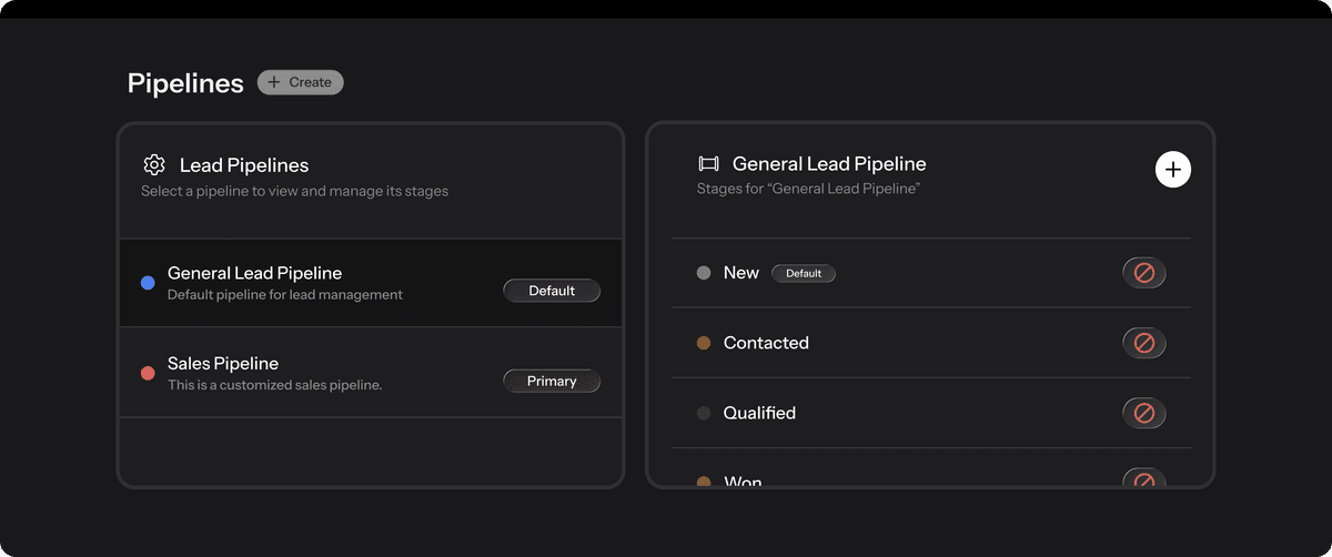 Deal pipeline with Kanban board